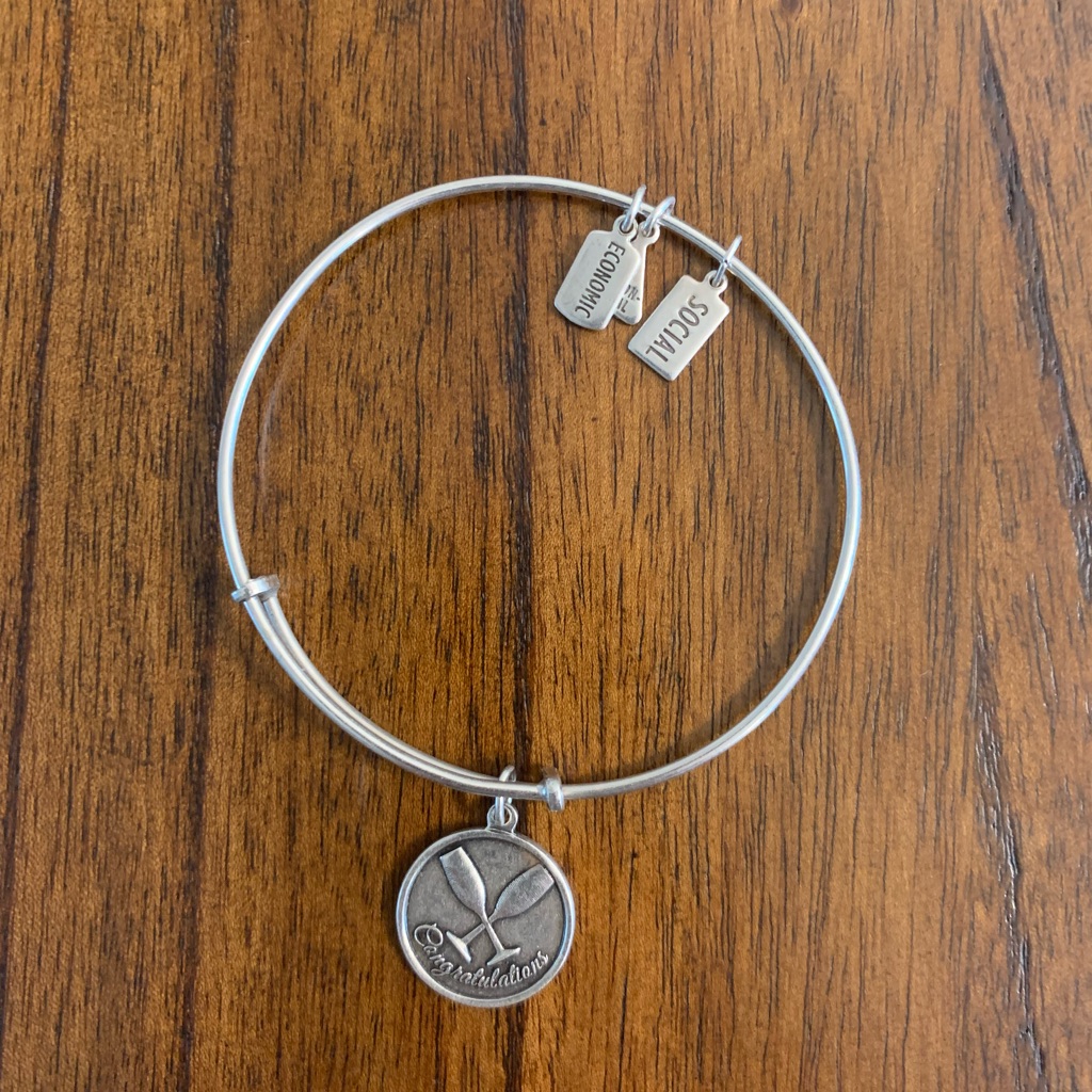 Chic Silver Bangle Bracelet With Charms